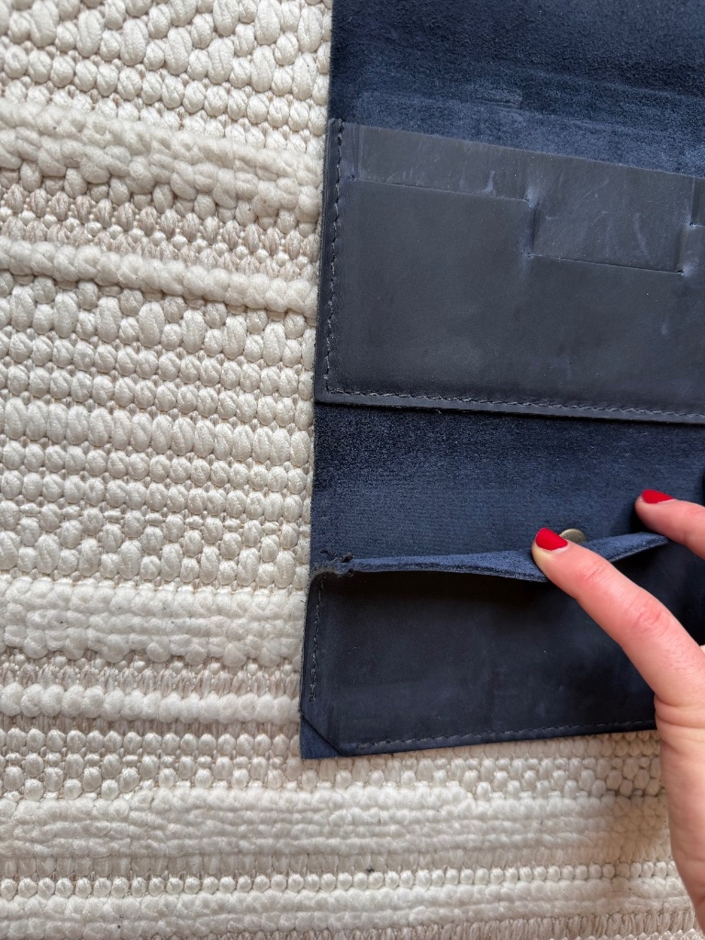 Portland Leather Portfolio Wallet in Navy - Picture 3 of 5